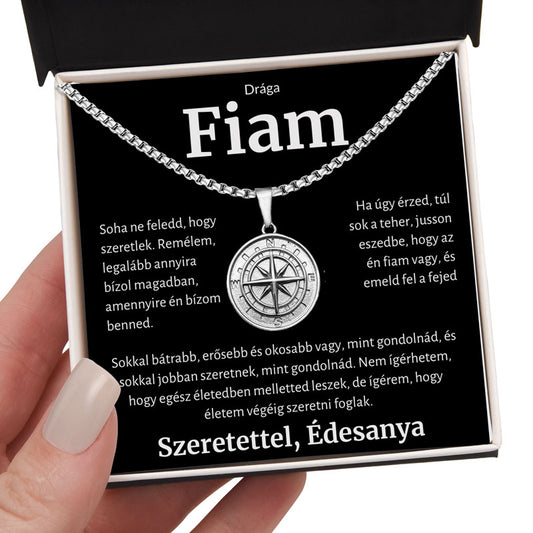 4B Ajándék a drága fiamnak – Iránytű nyaklánc anyától BLK