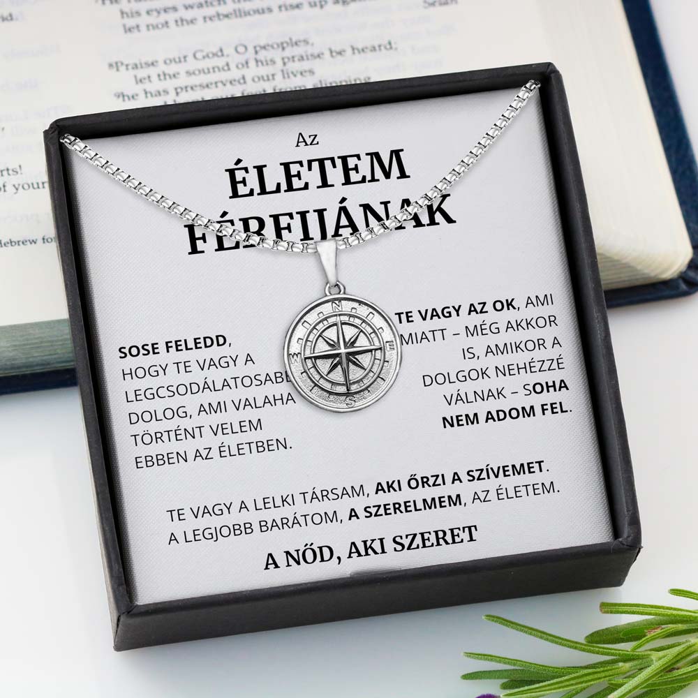 HU-8B Ajándék Életem Férfijának – Iránytű nyaklánc