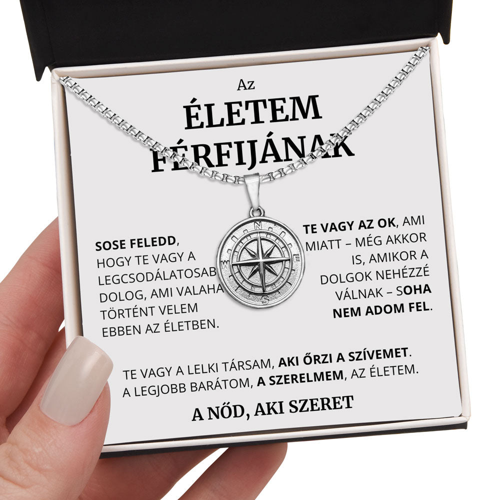 HU-8B Ajándék Életem Férfijának – Iránytű nyaklánc