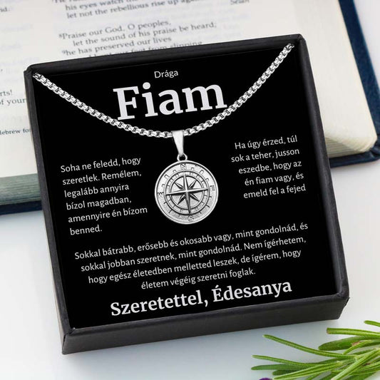4B Ajándék a drága fiamnak – Iránytű nyaklánc anyától BLK